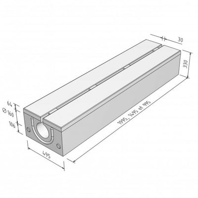 Stelcon verholen goot met vellingkant, extra verstevigd